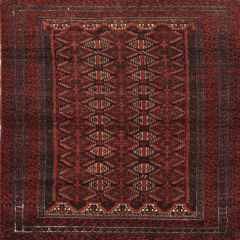 Tapis rouge à motif sud-ouest, Carré 6 pi