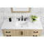 Meuble-lavabo simple 48 po avec comptoir en quartz de Carrare blanc, lavabo et dosseret Hardin, pré-assemblé