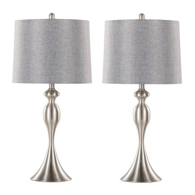 Ensemble de 2 lampes de table Ashland en nickel brossé avec abat-jour en lin texturé gris Ashland - paquet de 2 par Grandview Gallery