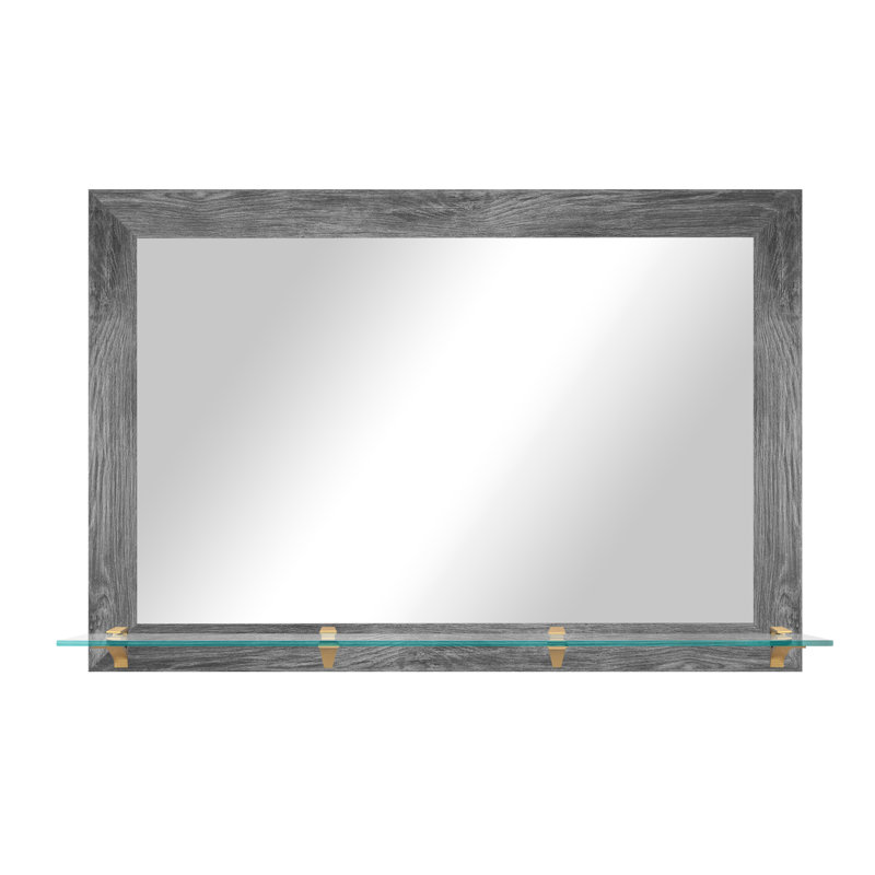 Miroir d'appoint Mowery, 32,5 po x 48 po, Brun / crème / laiton