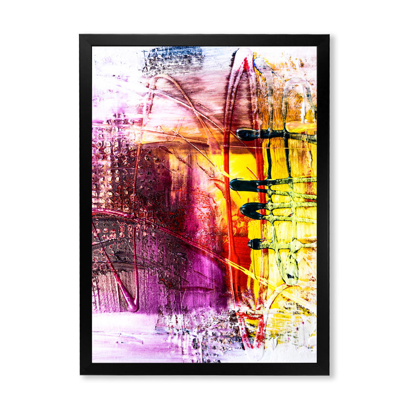 Modern Energetic Color Dance VI - Art sur toile moderne et contemporain, Impression noire sur toile encadrée