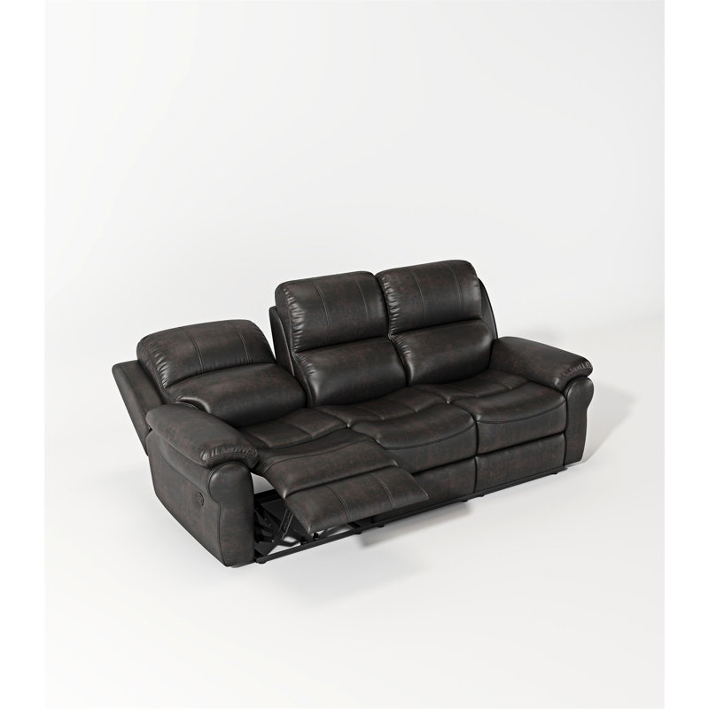 Fabric Power Reclining Sofa with Drop Down Table USB Button and Wireless Charger, Espresso