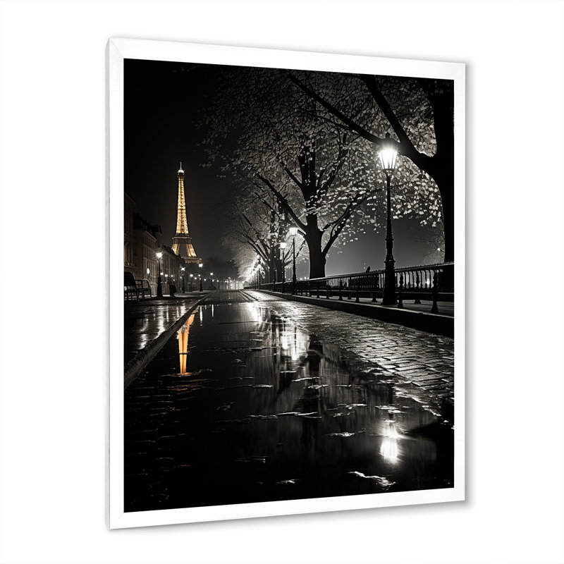 Parisian Moonlit Night I On Canvas Print, White Single Picture Framed, 32" H x 24" W x 1" D