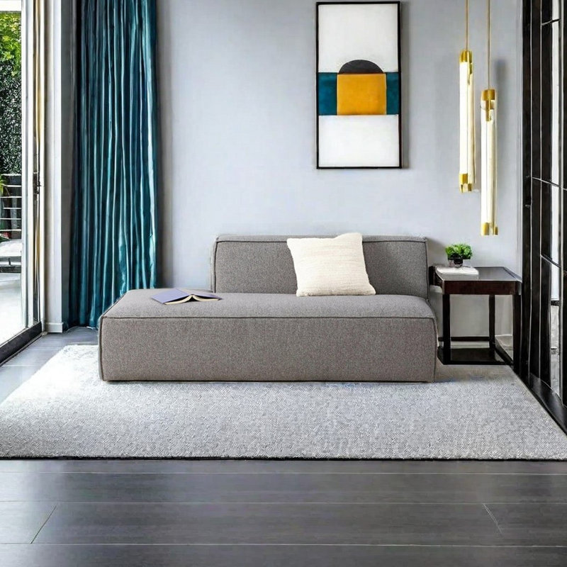 Chaise longue rembourrée Modern, Accoudoir à gauche (vu de face), Gris