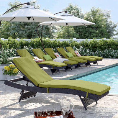 Convene Wicker Rattan Outdoor Patio Chaise Lounge Chairs in Espresso by Modway