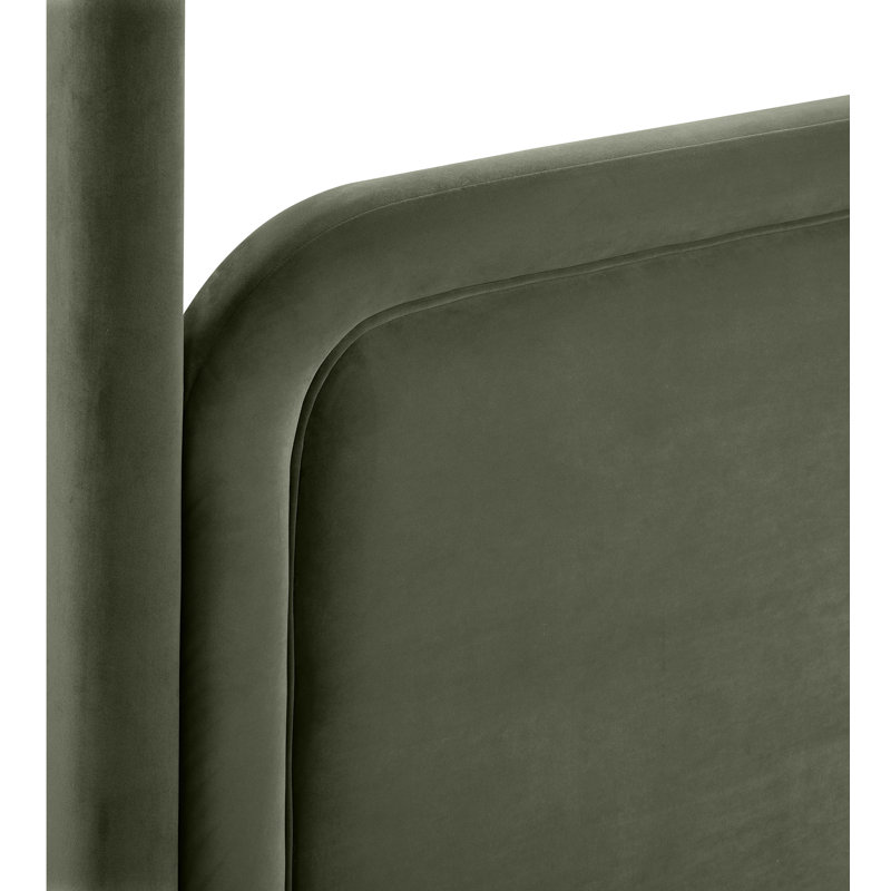 Salina Velvet Upholstered Bed, Queen, Green Velvet