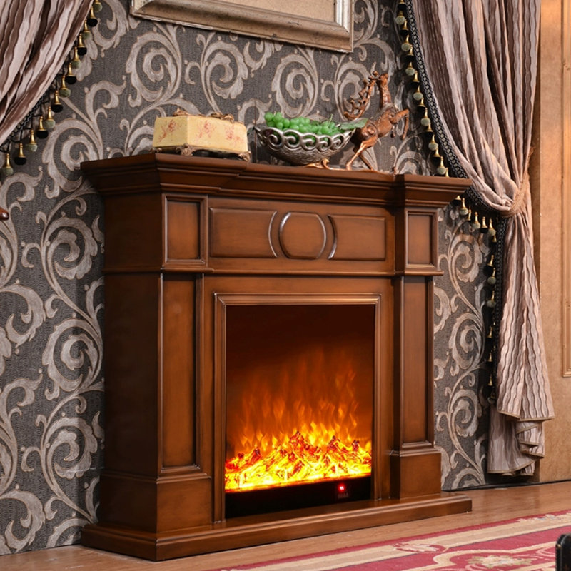 Foyer électrique en bois massif, H 31,5 po x l 47,24 po x P 12,99 po, Brun