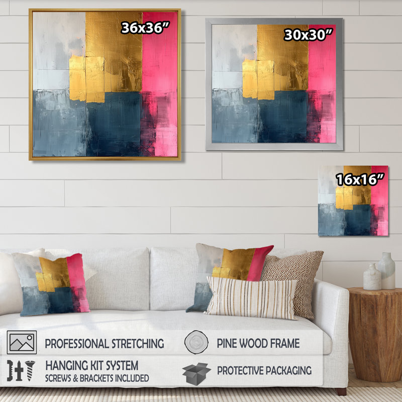 Novelyn géométrique or rose et gris forme pure VI - art mural géométrique abstrait, Reproduction encadrée d'une seule photo