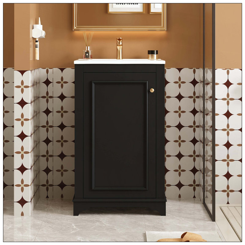 Tablette de porte de meuble-lavabo autoportant en céramique, Black