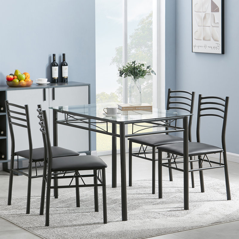 Ensemble de salle à manger pour 4 personnes Izen, Noir