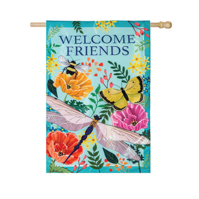 Greenhouse Garden Welcome Friends Applique House Flag