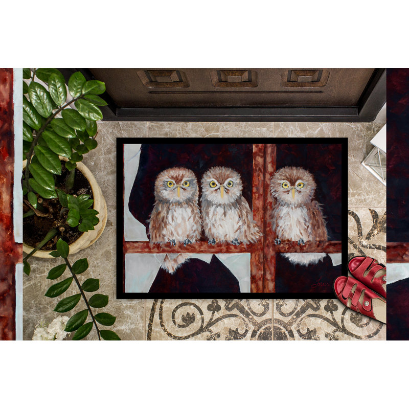 Non-Slip Doormat, 18" W x 27" L, Owls