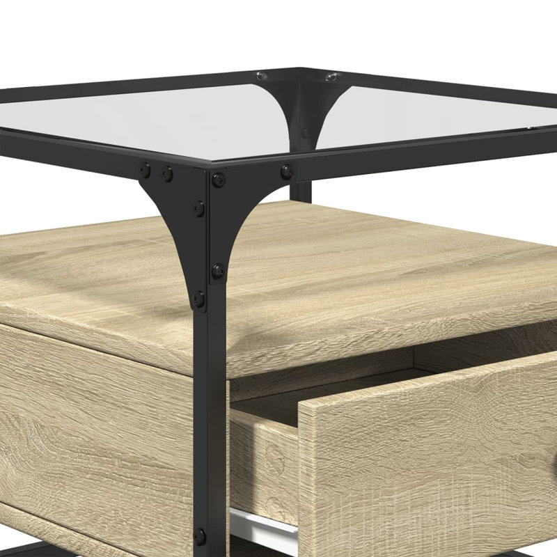 Alham Coffee Table with Storage, Black/Sonoma Oak