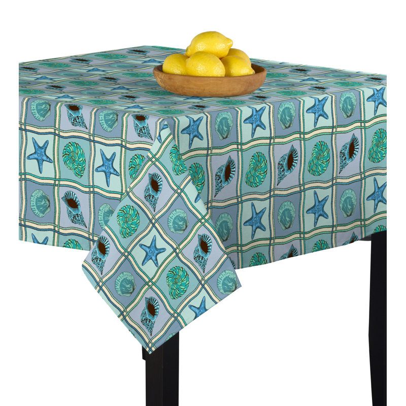 Sienel Shell Patches Tablecloth, 70" x 70", Orange/Yellow