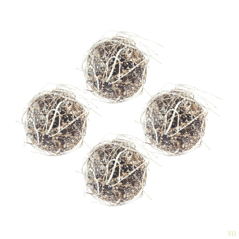 D6 "boule de brindilles glacées, boules de Noël suspendues décoratives pour décorations de fêtes, ensemble de 4