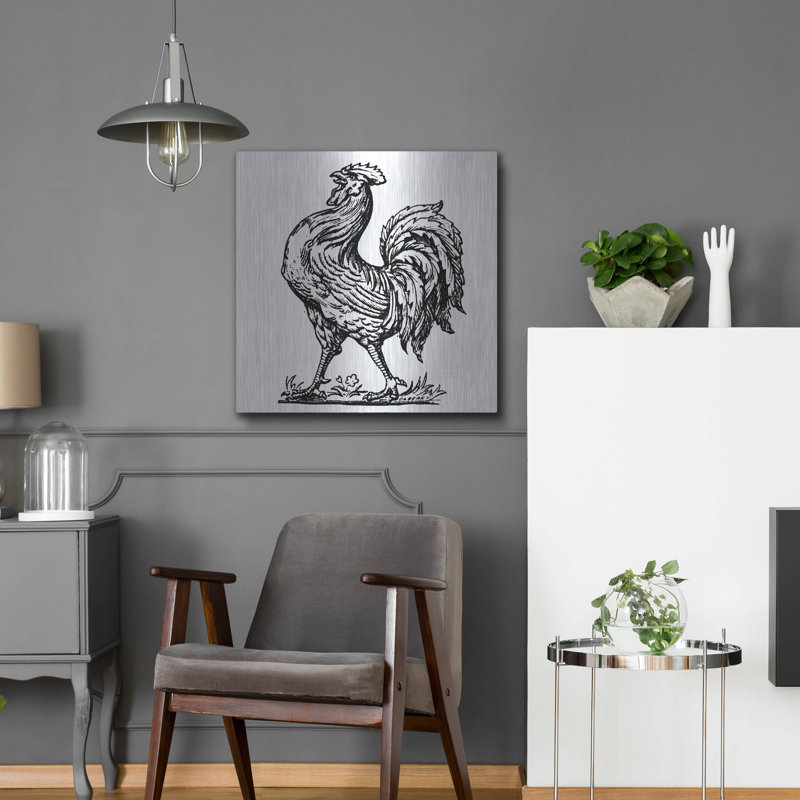 August Grove® «Proud Rooster» par Art Licensing Studio, art mural en métal, H 24 po x l 24 po