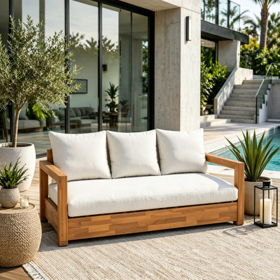 Patio Acacia Wood 3-seater Sofa