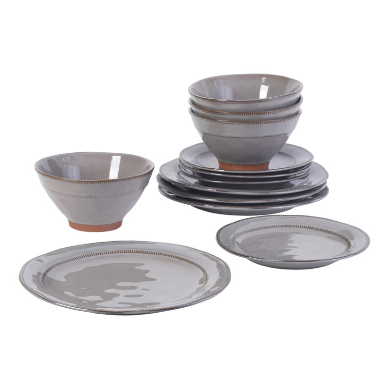 Service de table 12 pièces Gibson Elite Terranea, terre cuite, Gris