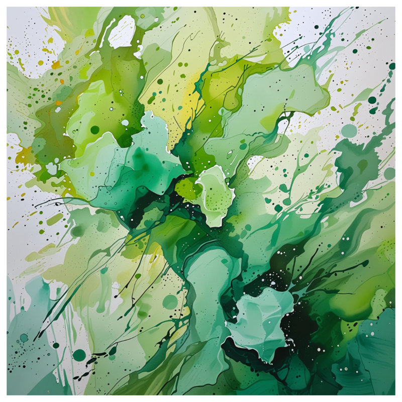 Tapisserie murale «Green Splash» - Décoration murale abstraite, 104in H x88 with 4 Grommets