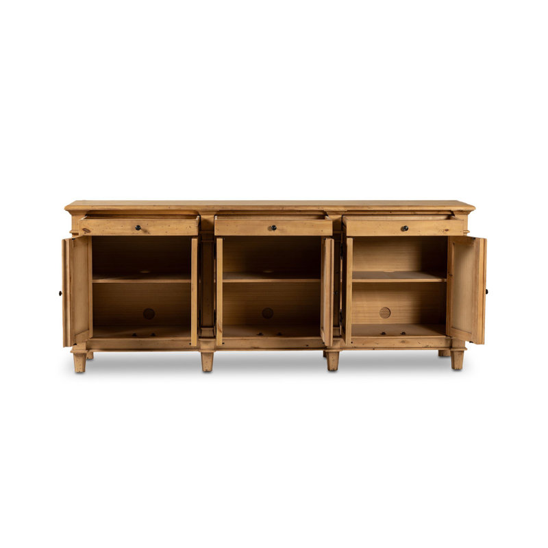 Marjorie 96.25'' W Solid Wood Sideboard, Bleached Birch