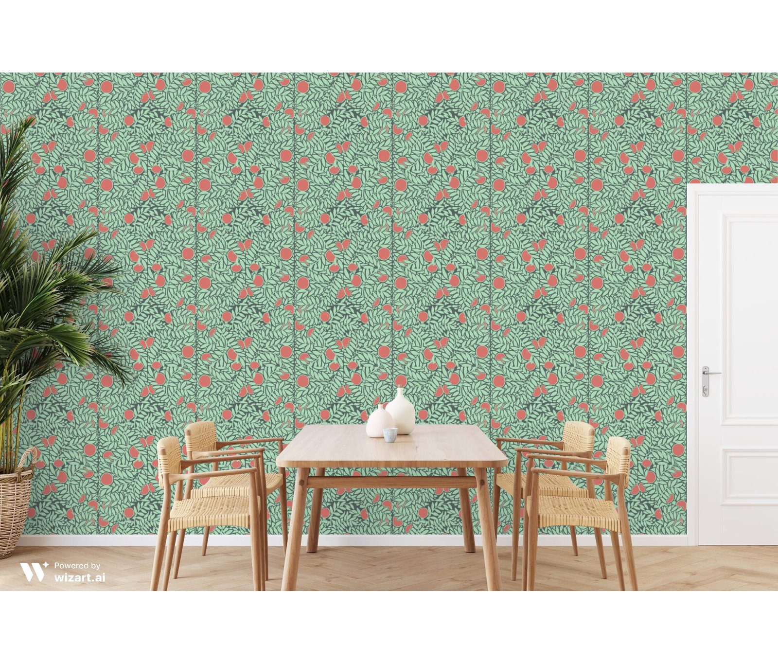 Signature Self-Adhesive Wallpaper, Mint Coral, Self-adhesive, PVC