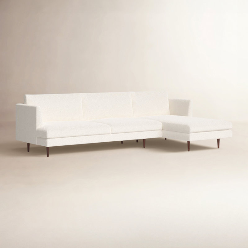 Miller Polyester Blend Sectional, Right Hand Facing, Cream Polyester Blend