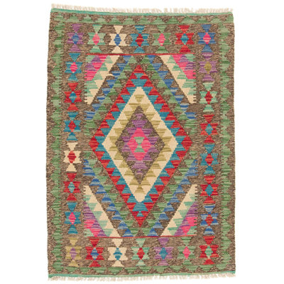 Rectangle 83 cm x 117 cm Geometric Hand Woven Kilim Area Rug