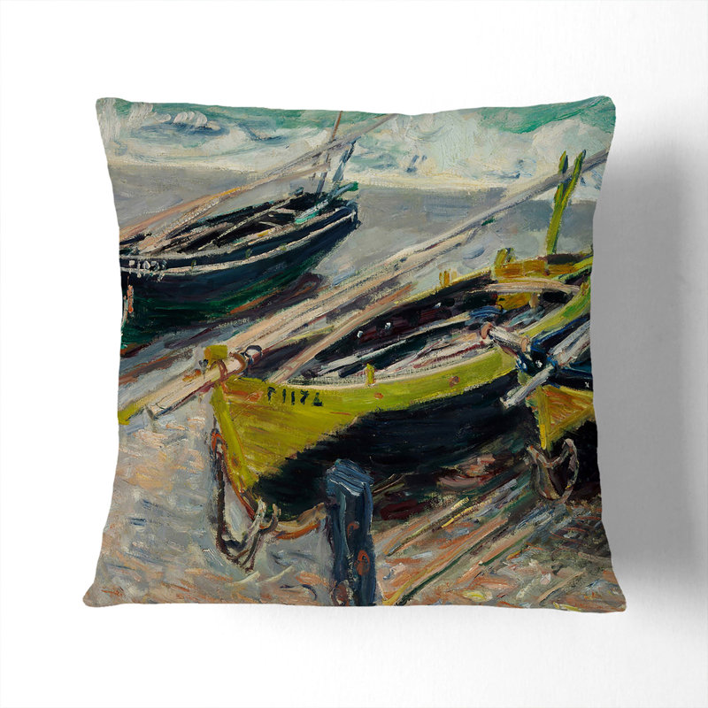 Three Fishing Boats Scatter Cushion with Filling, 40cm H x 40cm W x 15cm D