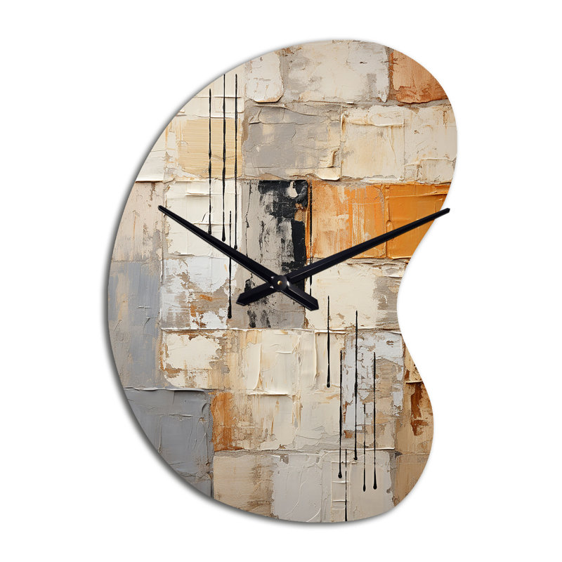 Abstraction I - grande horloge murale jaune en forme de flèche - forme unique, Petit