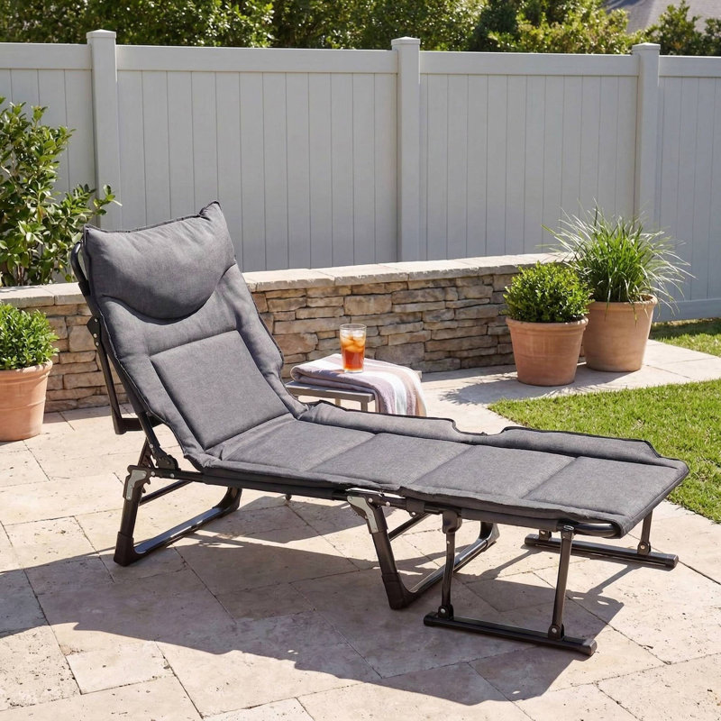 Fauteuil de camping simple et multifonctionnel avec rembourrage épais 3 en 1 pour lit de camping pliant avec cadre de support antidérapant stable pour le camping en plein air
