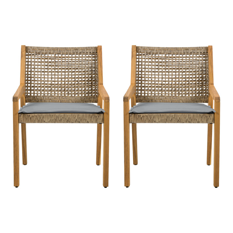 Chaises de salle à manger avec coussins Decia, 2, Gris