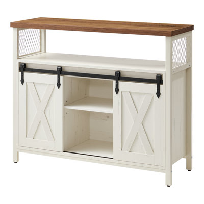 Buffet Cabinet, Coffee Bar Storage Cabinet, Sideboard With 2 Sliding Barn Doors, Adjustable Shelves, 13 X 39.4 X 31.5 Inches, For Living Room