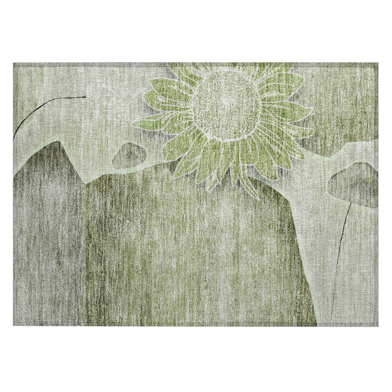 Killingly Washable Floral Indoor / Outdoor Rug, Rectangle 1'8" x 2'6"