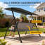 Outsunny Outdoor 2-in-1 Swing Chair Lounger, 3 Seater Garden, Dark Grey