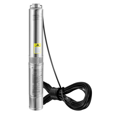 Pompe submersible de 1,5 HP à puits profond, pompe à eau en acier inoxydable 37 GPM 230 V avec clapet anti-retour et cordon de 33 pi pour l'irrigation et l'utilisation à domicile