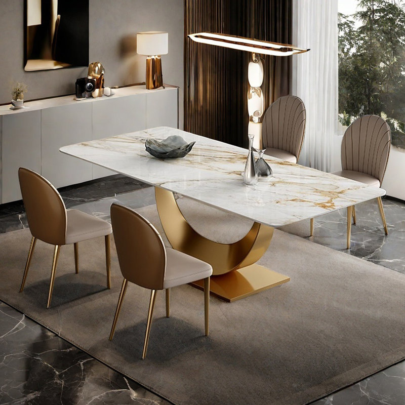Italian style modern rectangular dining table sets, 29.5"H x 55.1"L x 31.5"W