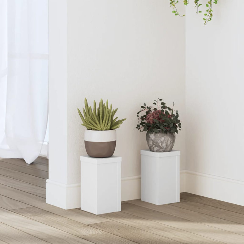 Plant Stand - Set of 2, White, 18cm H x 10cm W x 10cm D