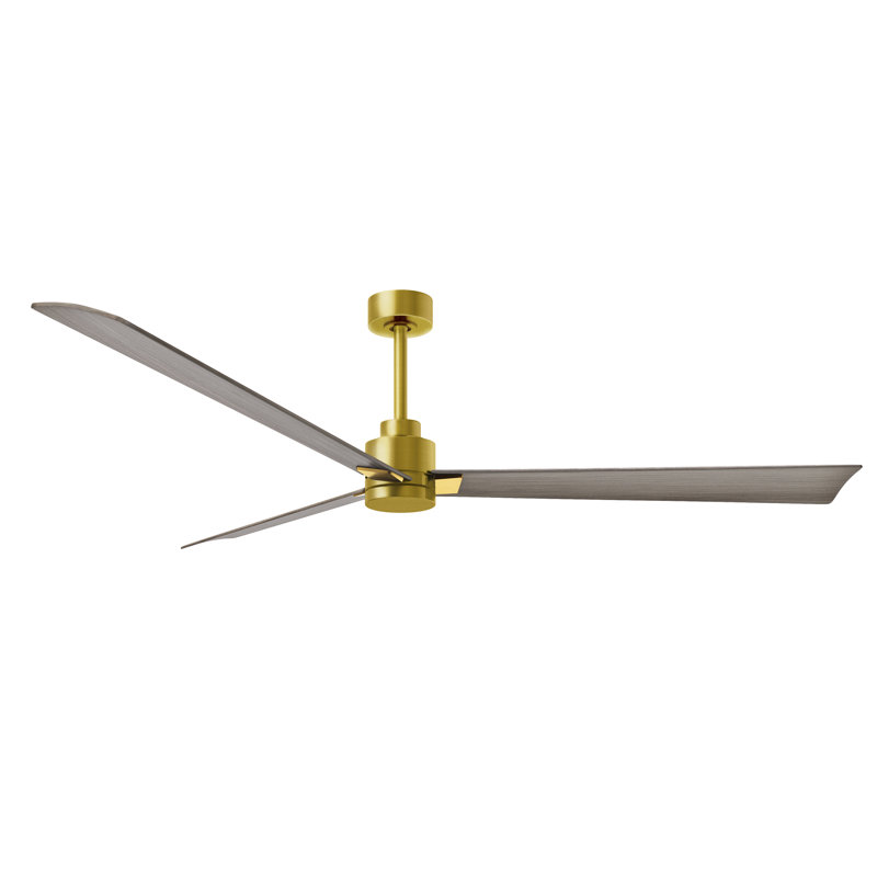 Ventilateur de plafond Alessandra 72, Laiton brossé, Ton bois de frêne gris