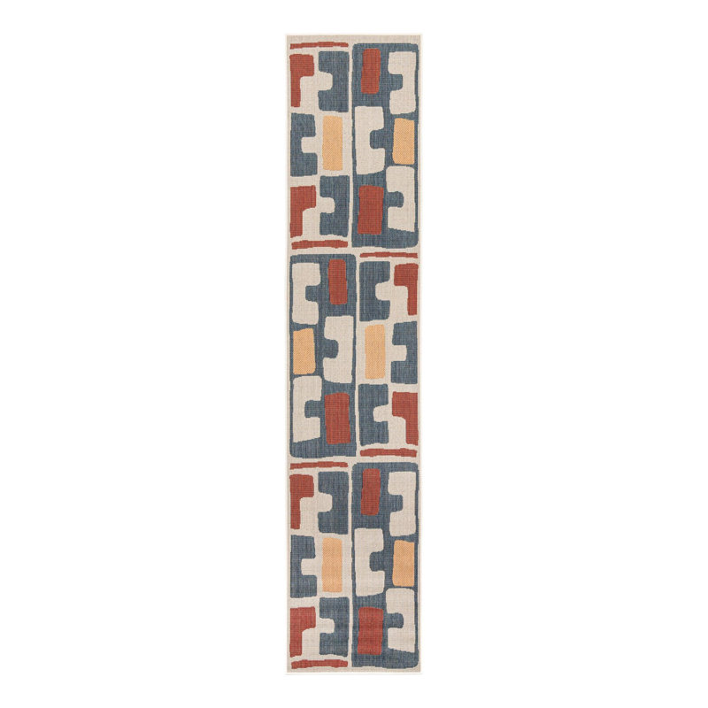 Dreson Abstract Indoor / Outdoor Rug, Runner 2'7" x 12'