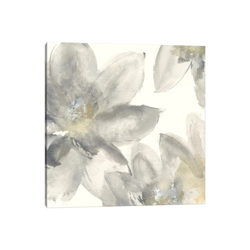 Grey And Silver Flowers I by Chris Paschke - Wrapped Canvas Painting, 30.48 cm H x 30.48 cm W