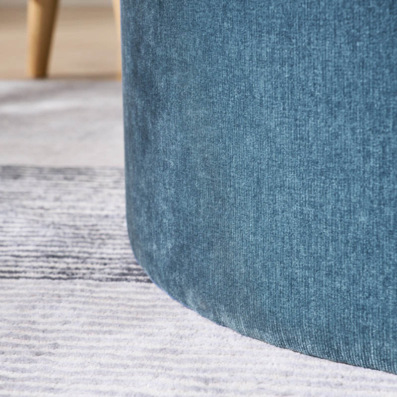 Versatile Chenille Storage Ottoman With Stylish Design And Practical Functionality, Dark Blue
