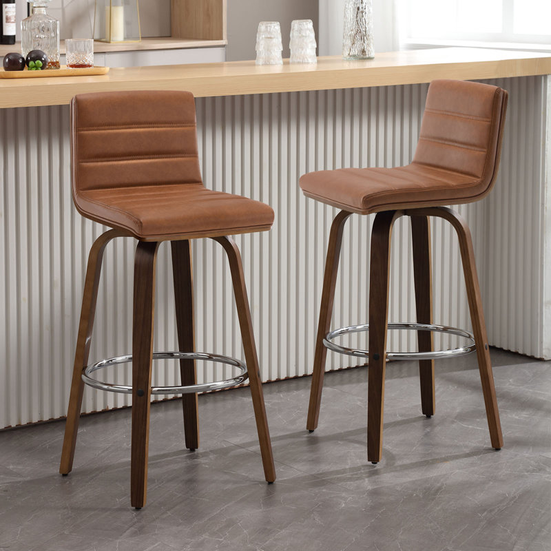 Tabouret pivotant rembourré, Tabouret de bar (siège d'une hauteur de 29 po), Caramel