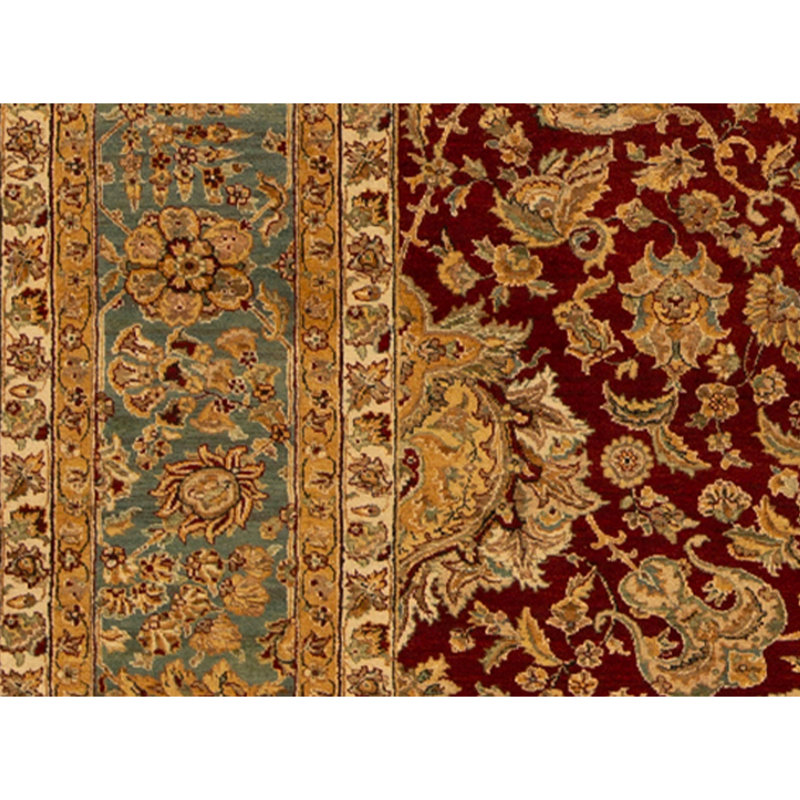 Tapis rouge et bleu noué à la main de haute qualité
