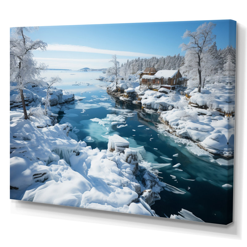 Suède, archipel bleu glacier III, H 24 po x l 32 po x P 1 po, Toile tendue