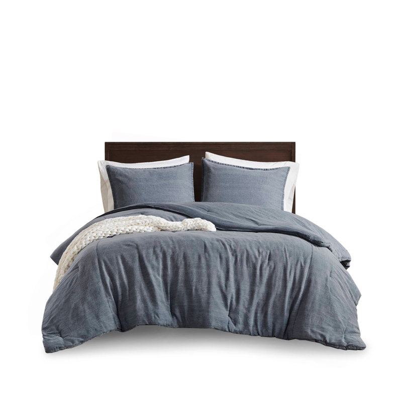 Ensemble d'édredon sergé 2 pièces, Twin/Twin Extra Long Comforter + 2 Standard Shams, Bleu