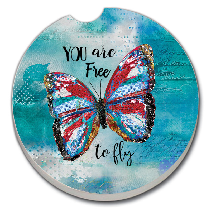 Stoneware Round 2 Piece Car Coaster Set