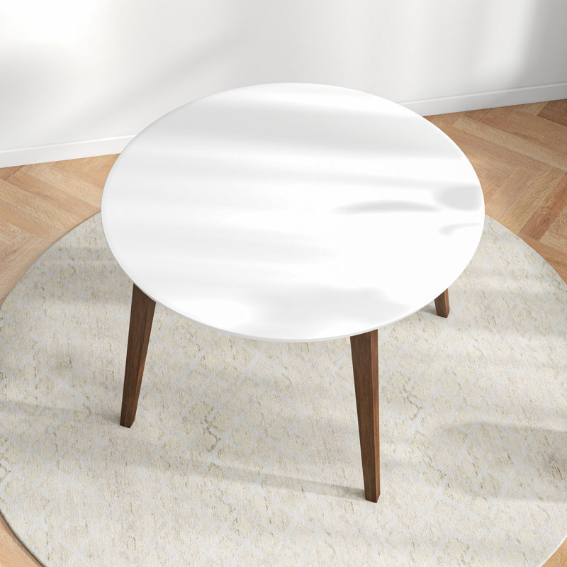 Avra Round Solid Wood Base Dining Table, White