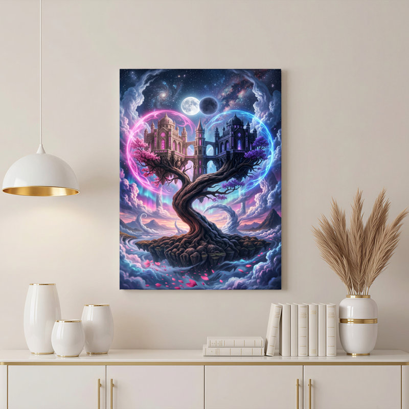 «Gallery Wrap», art mural sur toile pour le salon, la chambre à coucher, le bureau ou le vestibule - décoration murale décorative avec arbre fantastique