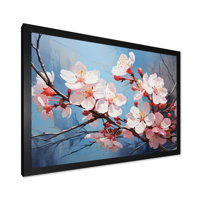 «Apple Blossom Expressionist Burst III», reproduction d'art sur toile, Cadre photo noir, H 34 po x l 44 po x P 1,5 po