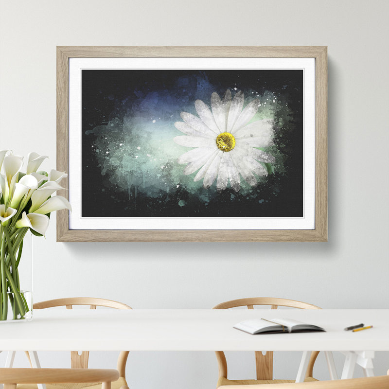 White Daisy Vol.2 - Picture Frame Graphic Art, 48cm H x 65cm W x 2cm D, Oak Framed